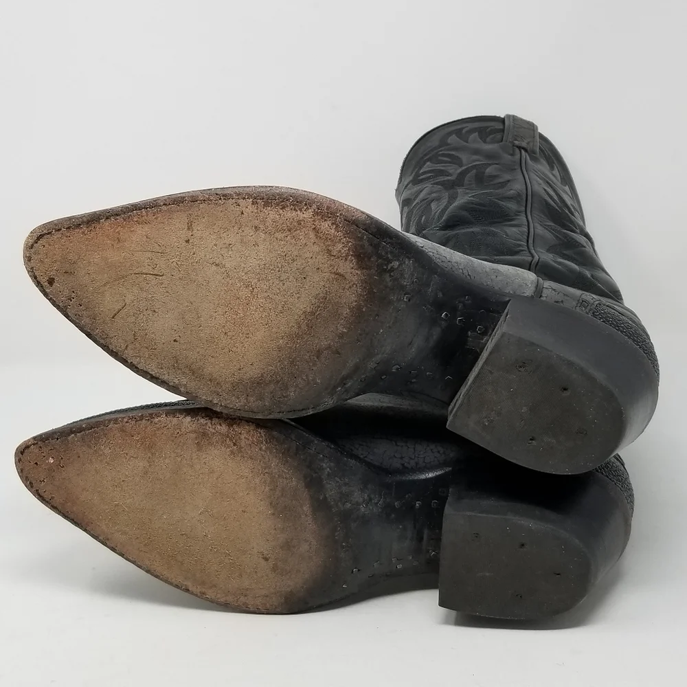 Tony Lama Stingray Leather Cowboy Boots Mens Size 7EE Womes 8.5 Pointy Toe